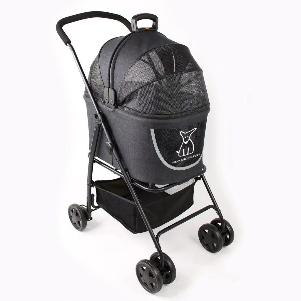 do and Fetch Foldable 2-in-1 Pet Stroller & Carrier – Lightweight Buggy with Suspension, Mesh Sides, Storage Basket & Swivel Wheels for Small Dogs & Cats