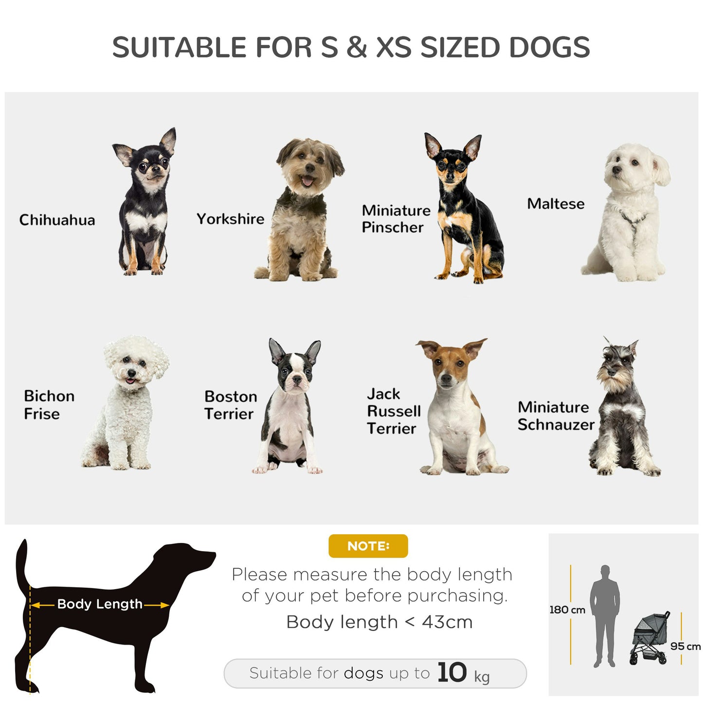 Compact Pet Stroller for Dogs – Foldable Travel Cart with Handle, Grey